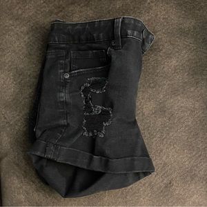 Black Ripped Jean Shorts